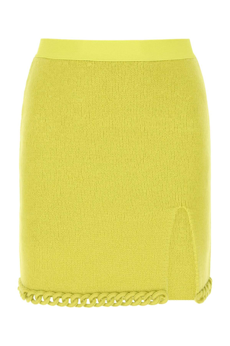 Bottega Veneta Chenille Twisted Mesh Skirt In Neon Green
