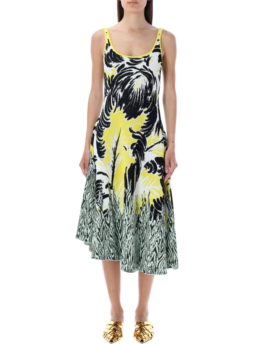 Bottega Veneta Embroidered Jacquard Dress With Open Back In Multicolor