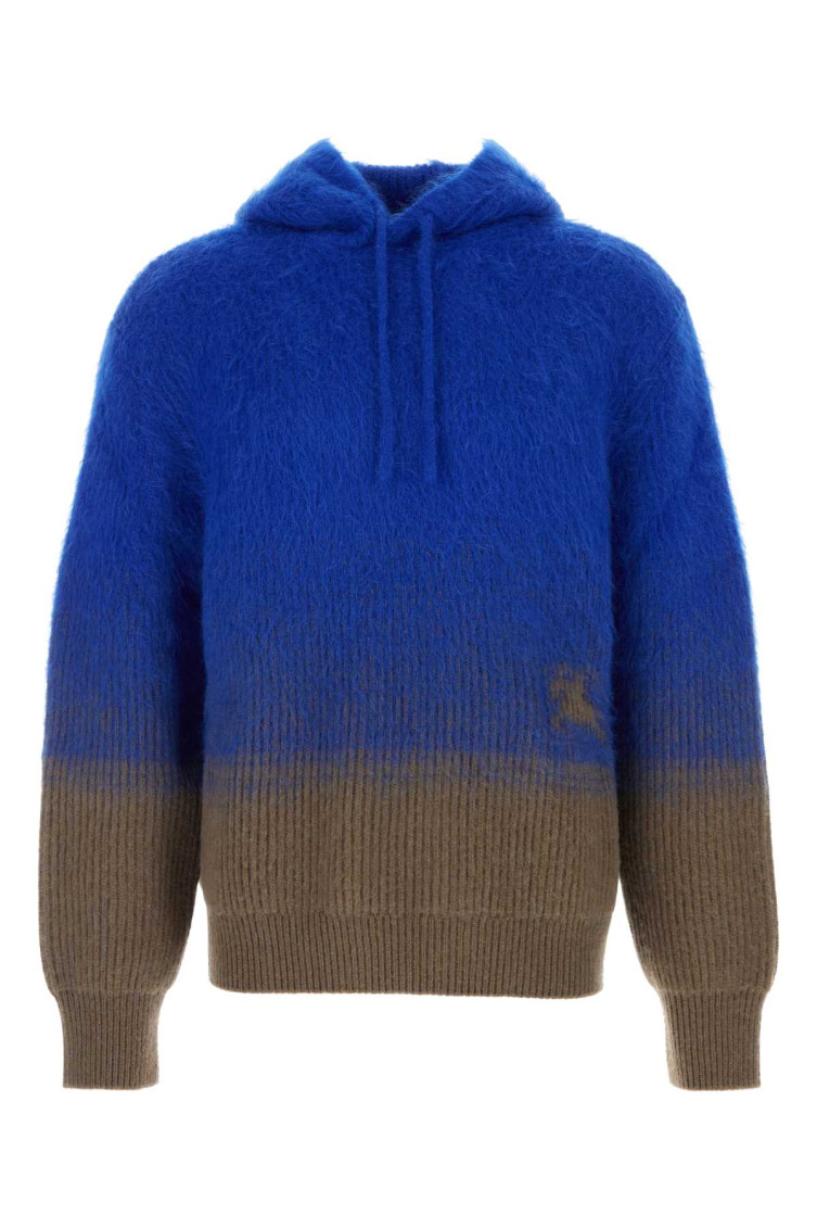 Shop Burberry Blue Knitted Sweater In Multicolor