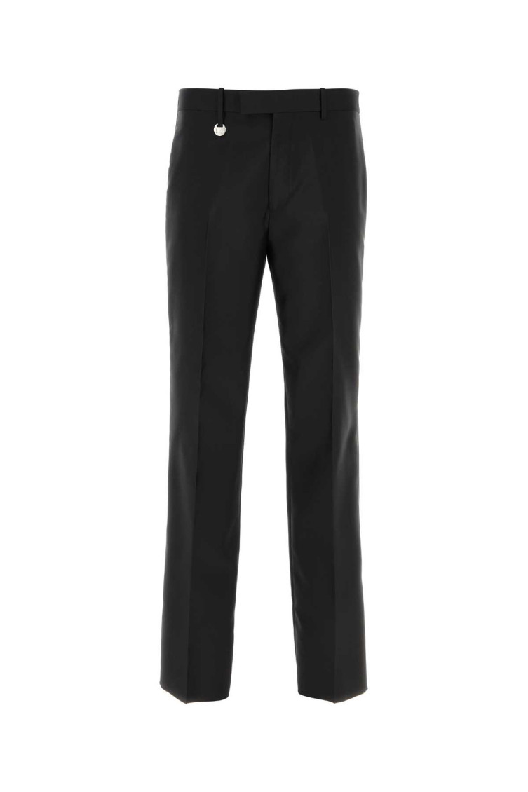 Burberry Suit Pants In Navy Blue Wool. Straight-leg Cut. Zippered Closure And Belt Clip. In Black