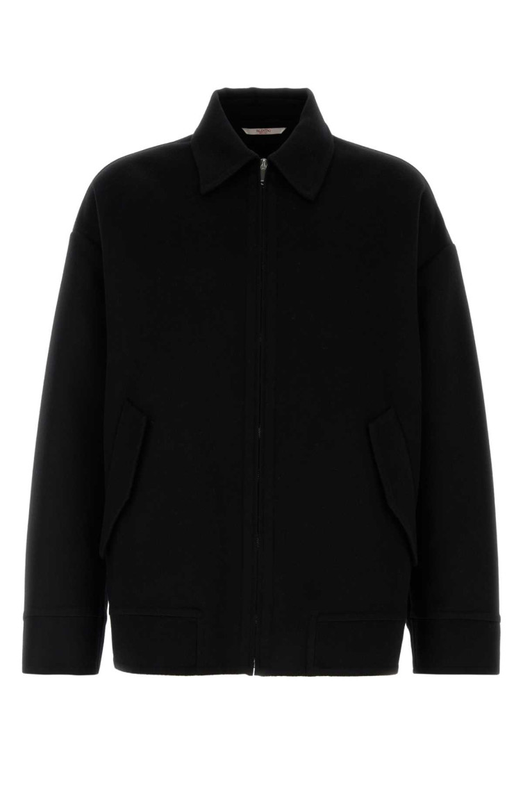 Valentino Oversize Wool Blend Jacket In Black