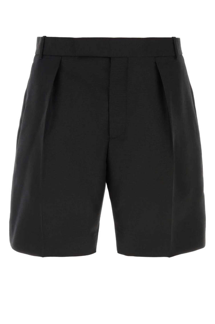 Alexander Mcqueen Men Black Wool Blend Bermuda Shorts In Black