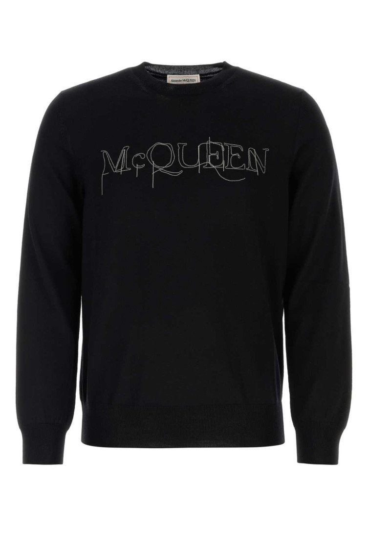 Alexander Mcqueen Wool Knit Sweater In Black
