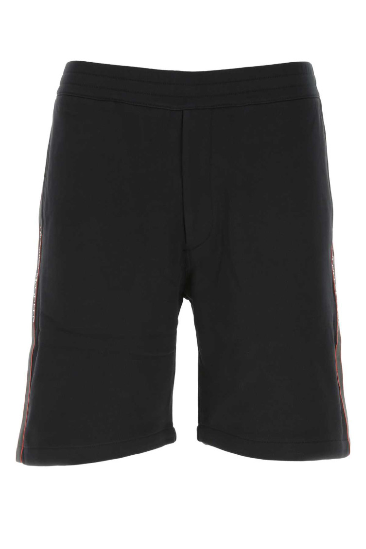 Alexander Mcqueen Men Black Wool Blend Bermuda Shorts In Black