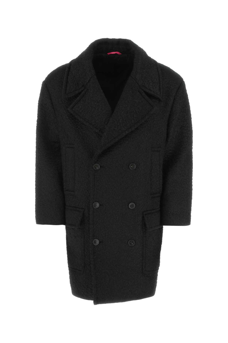 Valentino Garavani Men Black Wool Blend Coat