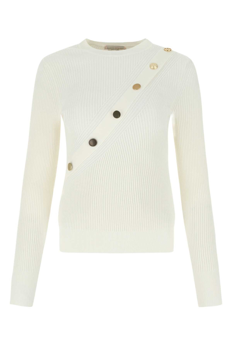 Alexander Mcqueen Women's Ivory Stretch Viscose Sweater In Off White