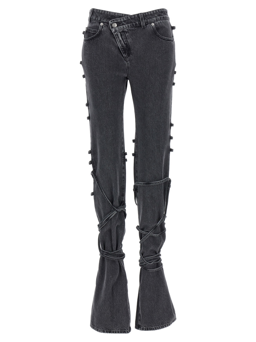 Alexander Mcqueen Mcqueen Wrapped Asymmetric Waist Jeans In Black