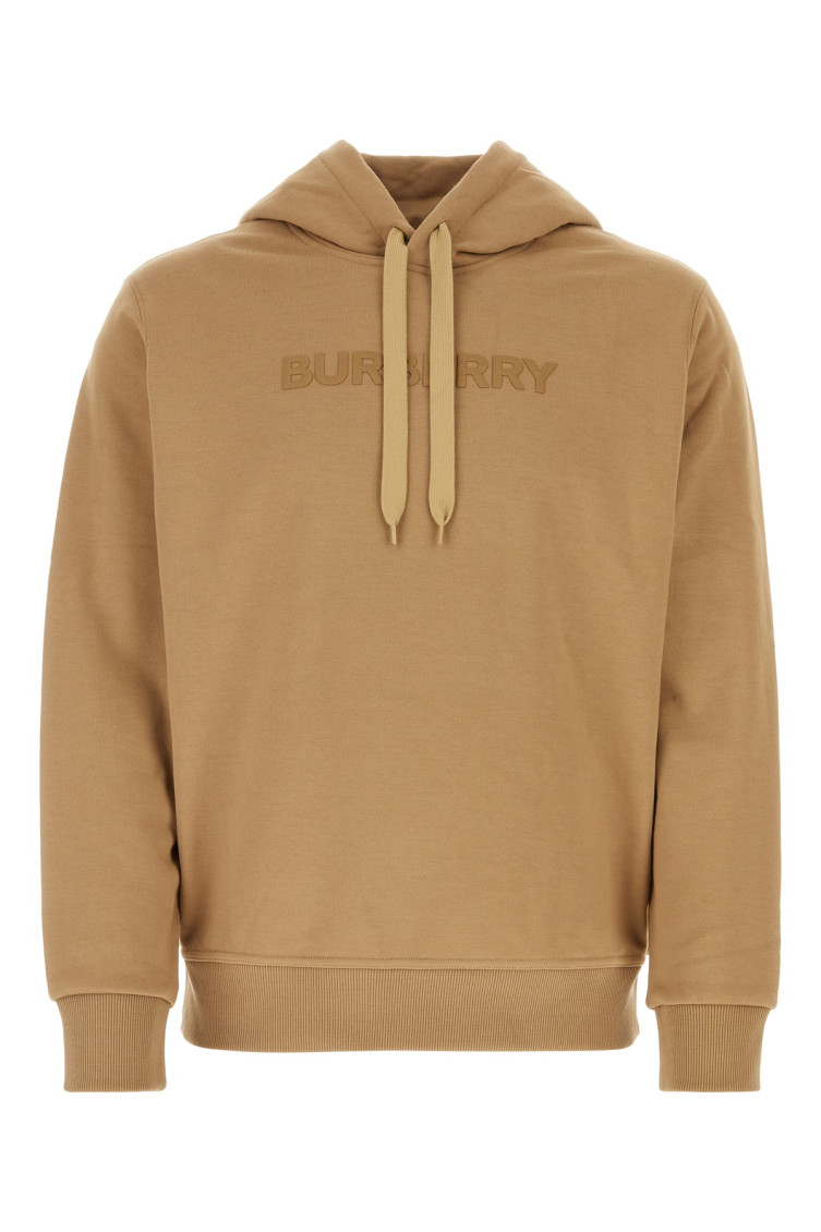 Shop Burberry Khaki Embroidered Logo Hoodie