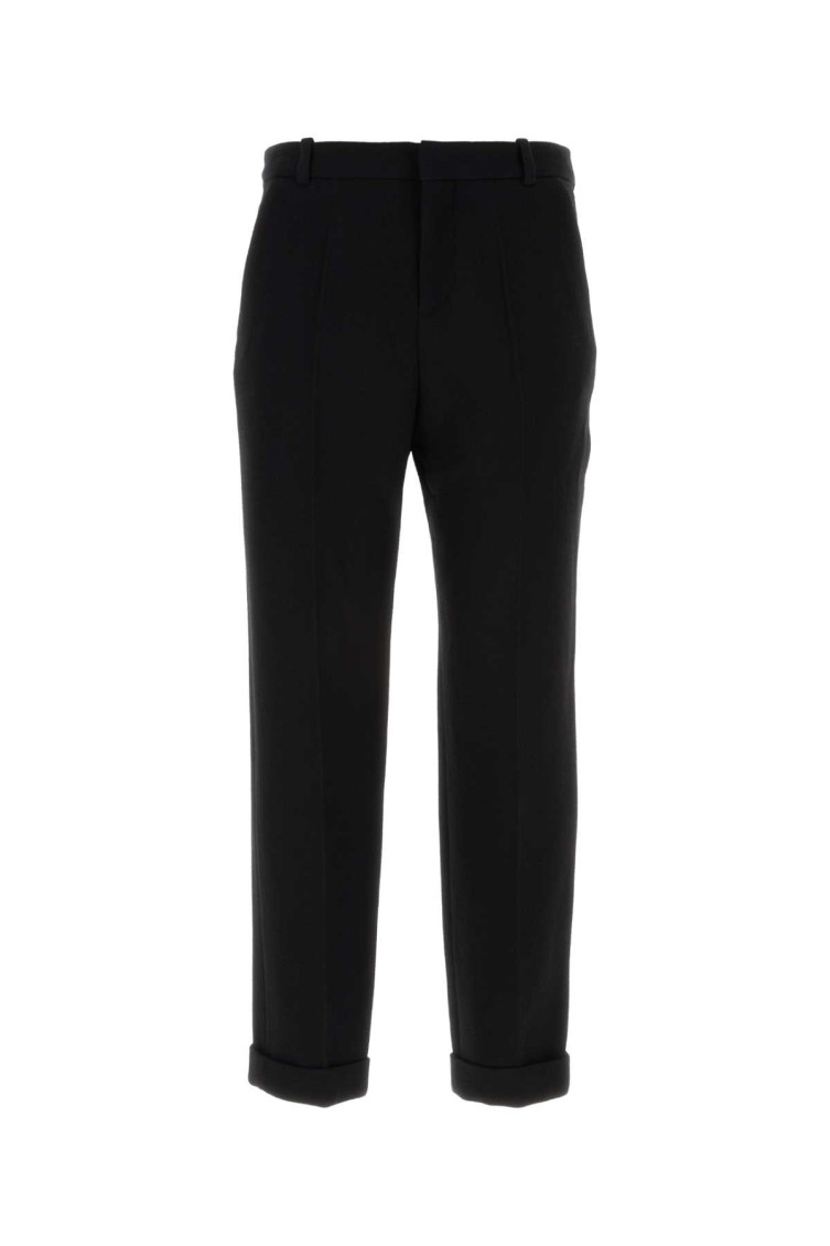 Balmain Draped Straight-leg Cropped Trousers In Black