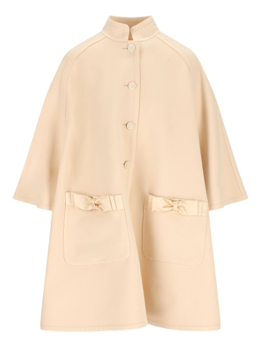 Valentino Stylish Coats With Flared Shape And Bows In Nude