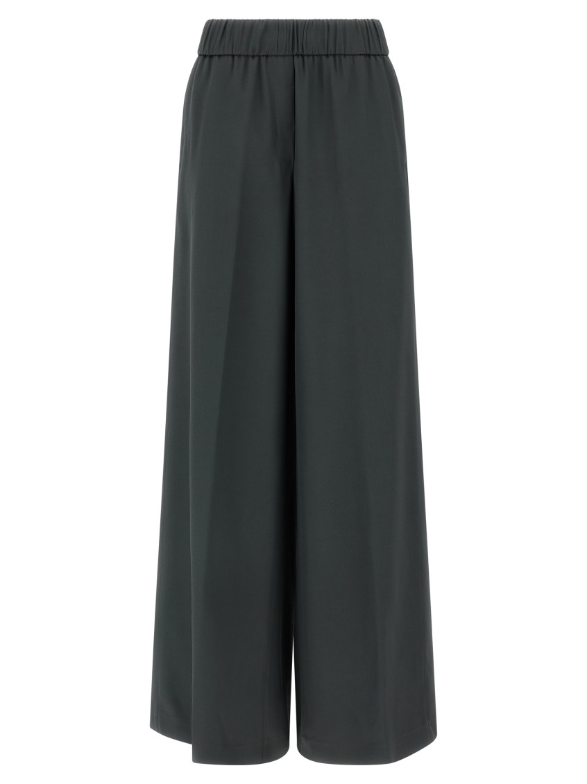 Peserico Wide Leg Trousers Elastic Waistband In Green