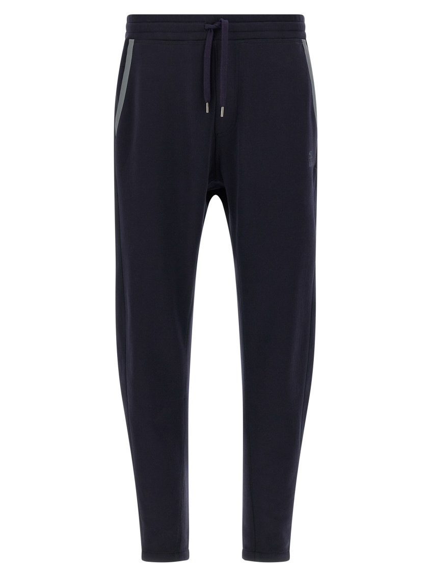 Brunello Cucinelli Casual Joggers With Drawstring And Stripes In Blue
