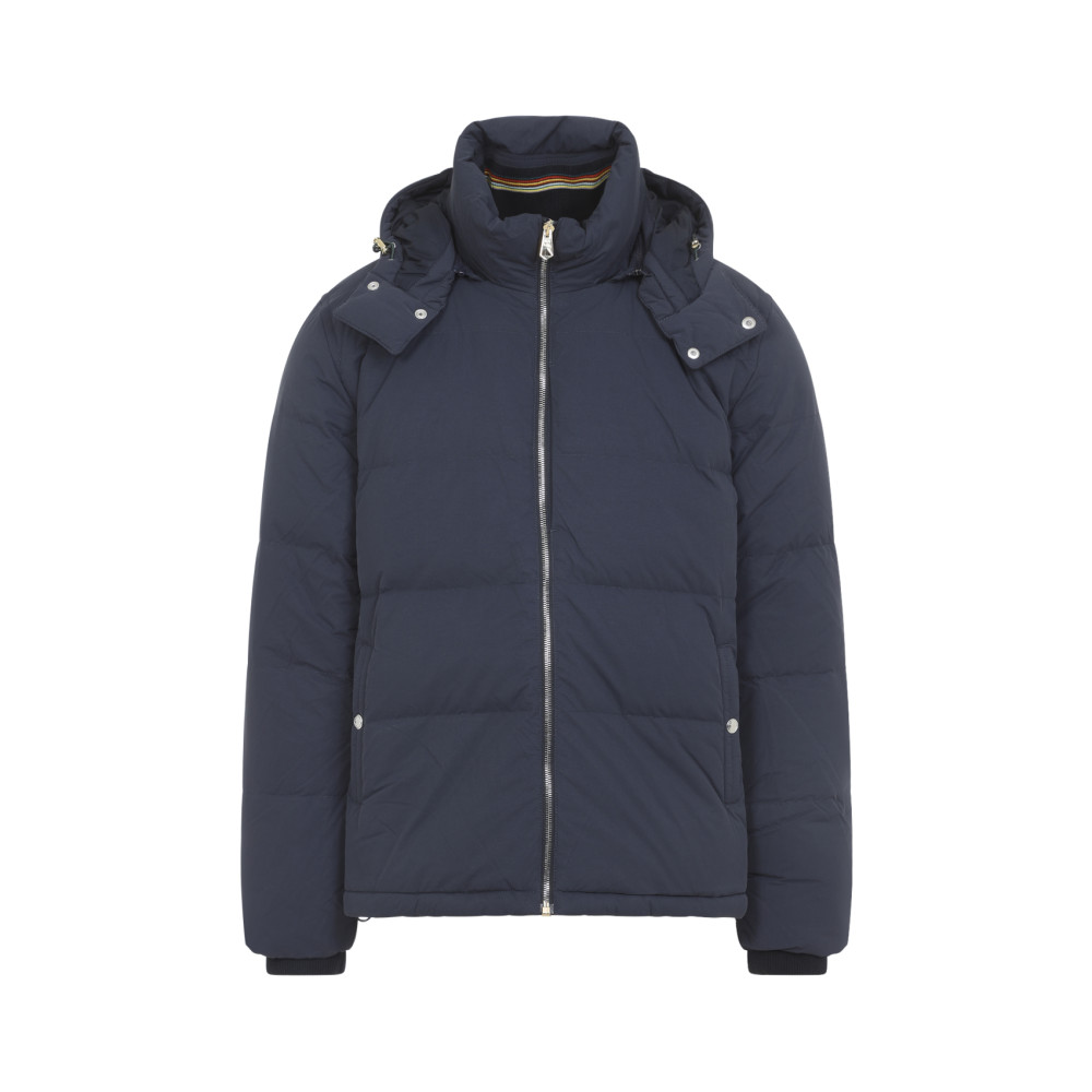 Paul Smith Hooded Navy Blue Polyamide Jacket In Blue
