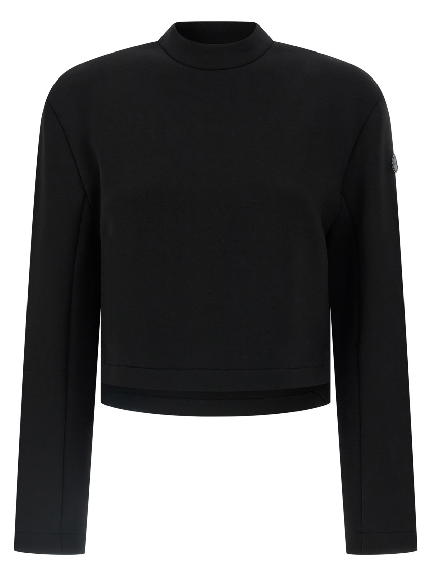Moncler Logo-patch Long-sleeve Sweatshirt In Black