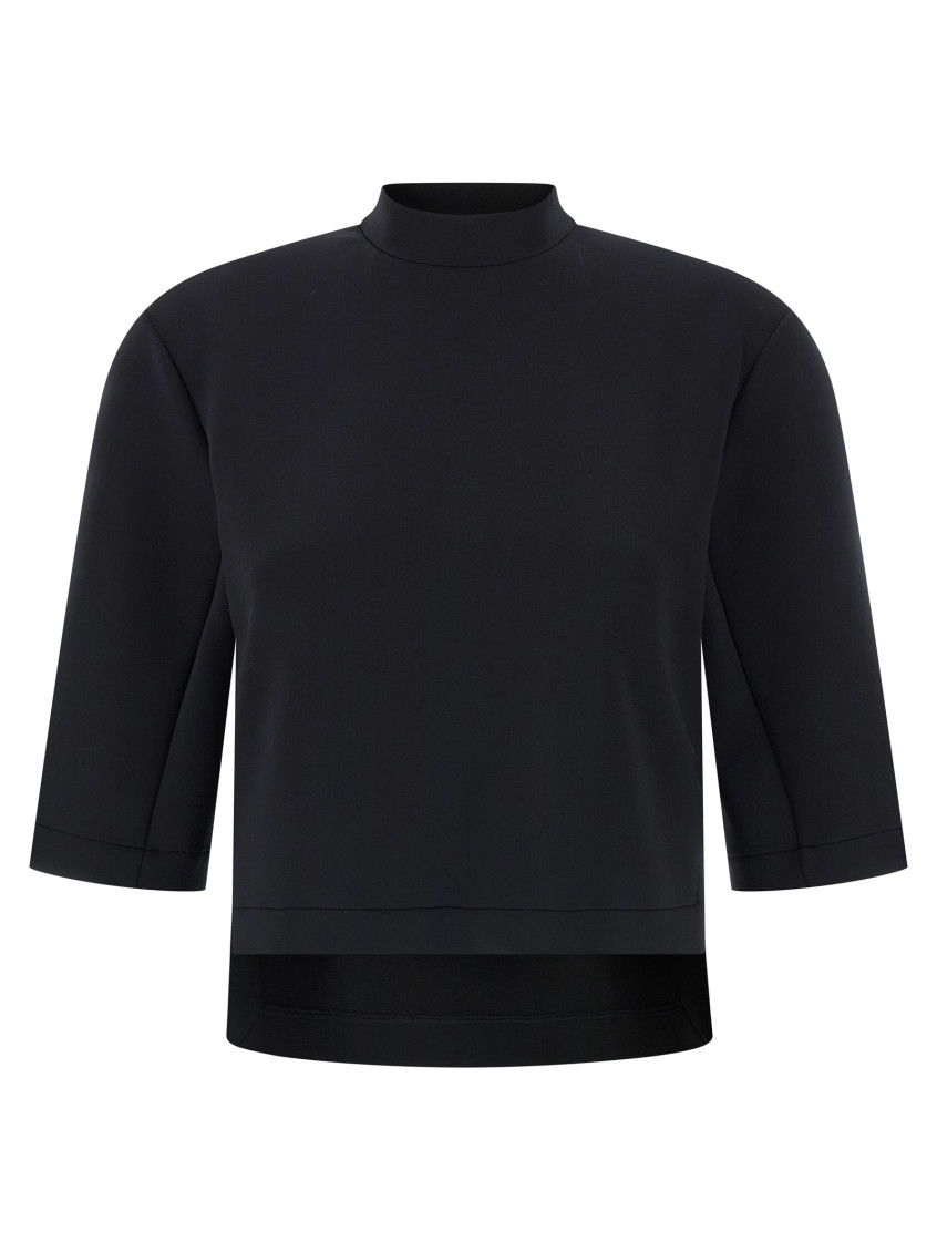 Moncler X Ee72 By Edward Enninful Neoprene Cropped T-shirt In Black