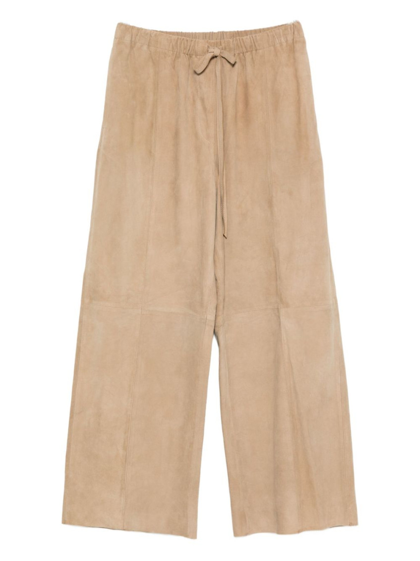 Alysi Drawstring Waist Casual Pants In Nude