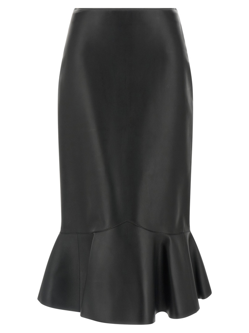 Fendi High-waisted Ruffled Hem Skirt In Black