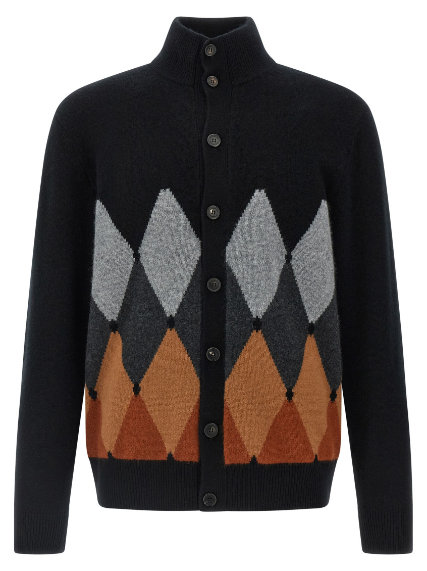 Ballantyne Cardigan Argyle Sweaters And Cardigans Black In Black