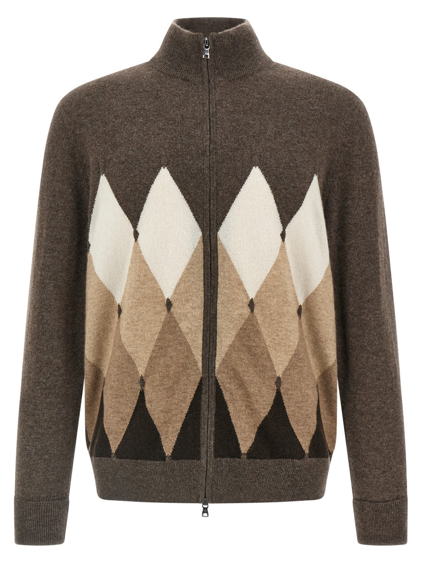 Ballantyne Cardigan Argyle Sweaters And Cardigans Brown In Brown