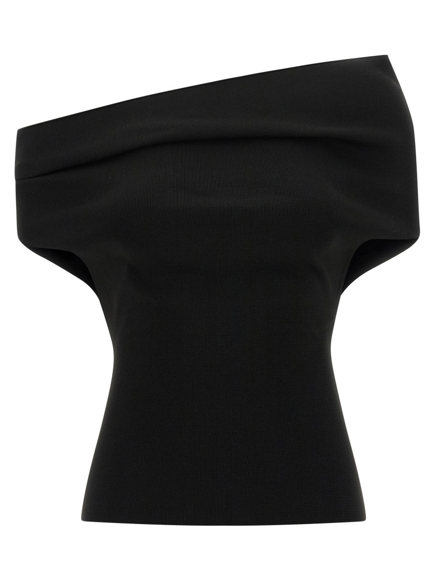 Armarium Debra Asymmetric Stretch-knit Top In Black