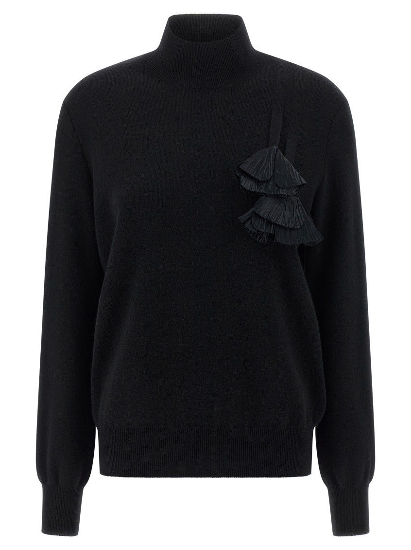 Ferragamo Floral Insert Sweater Sweaters And Cardigans Black In Black
