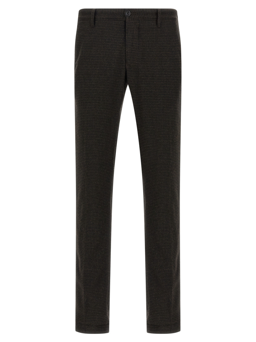 Incotex Vichy-patterned Trousers In Brown