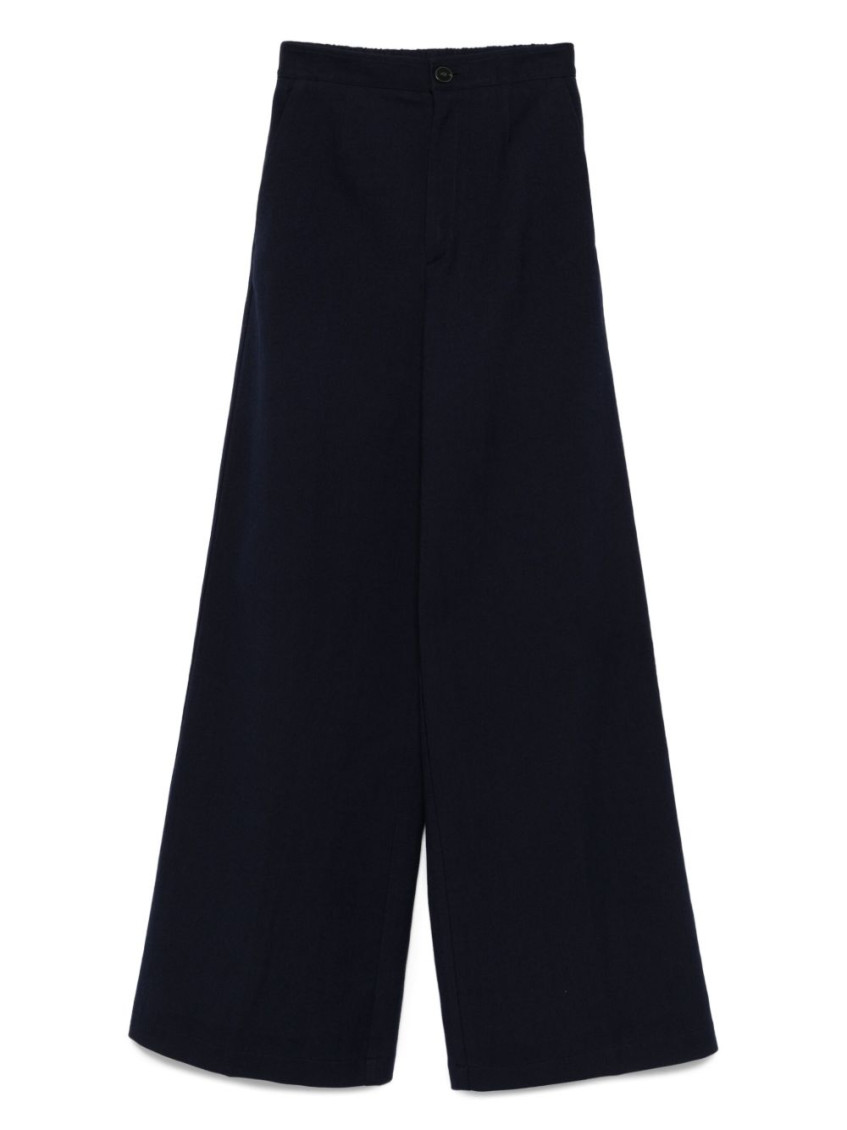 Forte Forte High-waisted Wide-leg Trousers In Soft Blue Fabric In Black