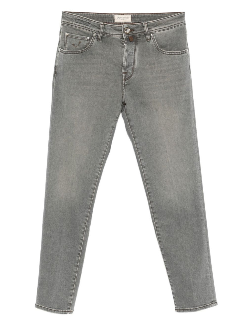 Jacob Cohen Men Slim Cropped Denim Jeans In Gray