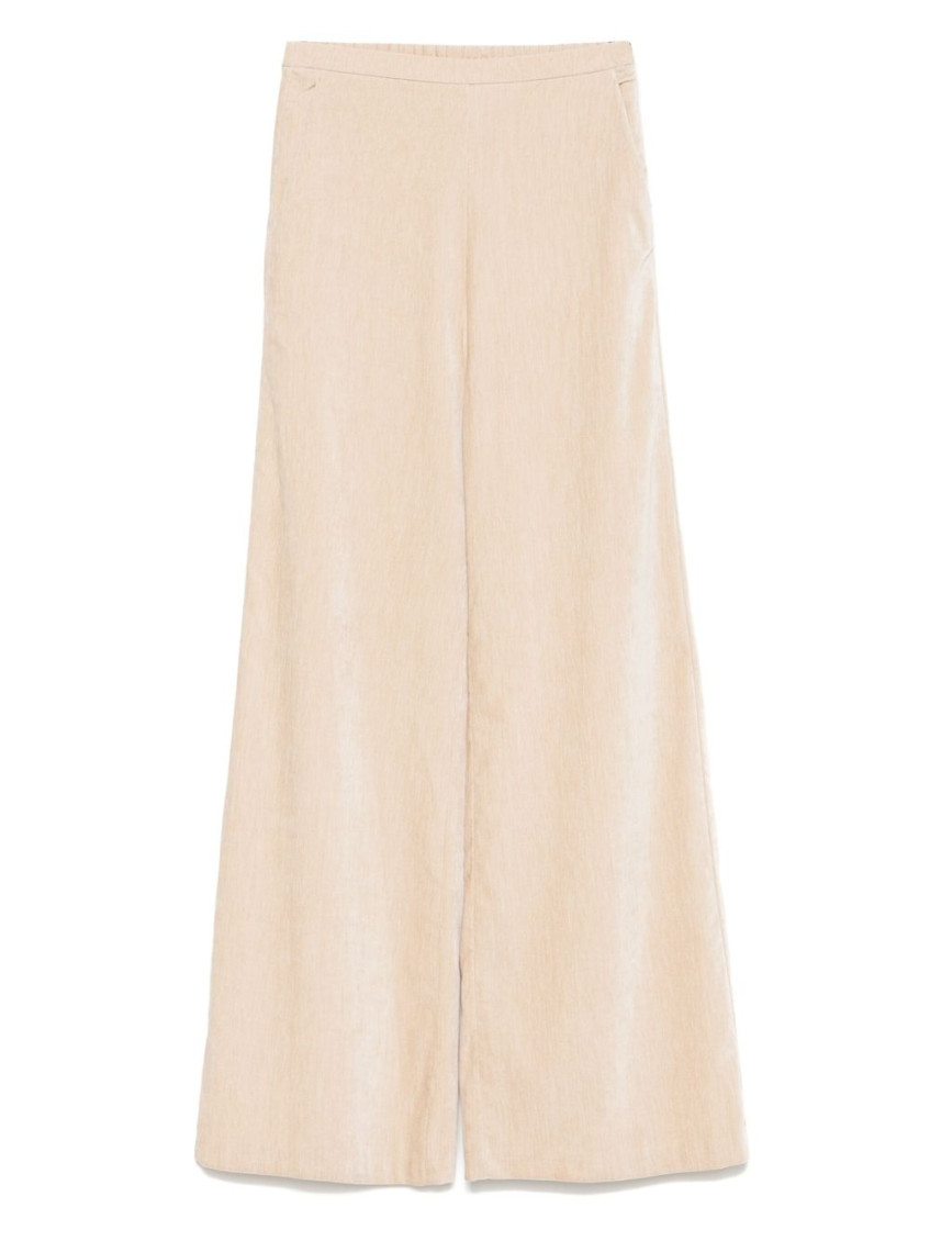 Forte Forte High-waisted Wide Leg Velvet Trousers In Neutral