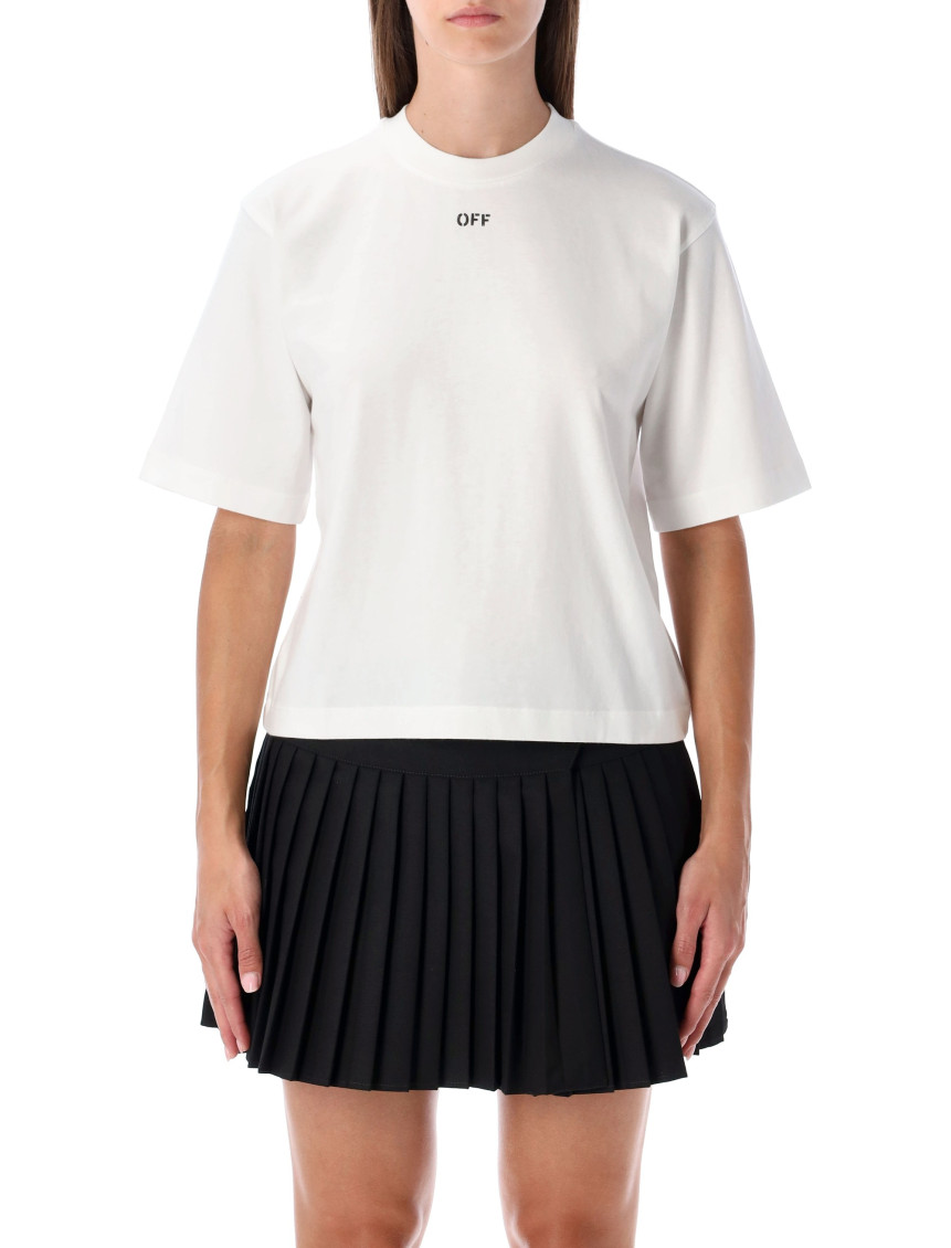 Off-white Embroidered Flowers Boxy Logo Tee In White