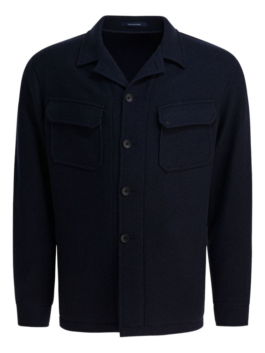 Tagliatore Chest And Side Pockets Collared Long Sleeves In Blue