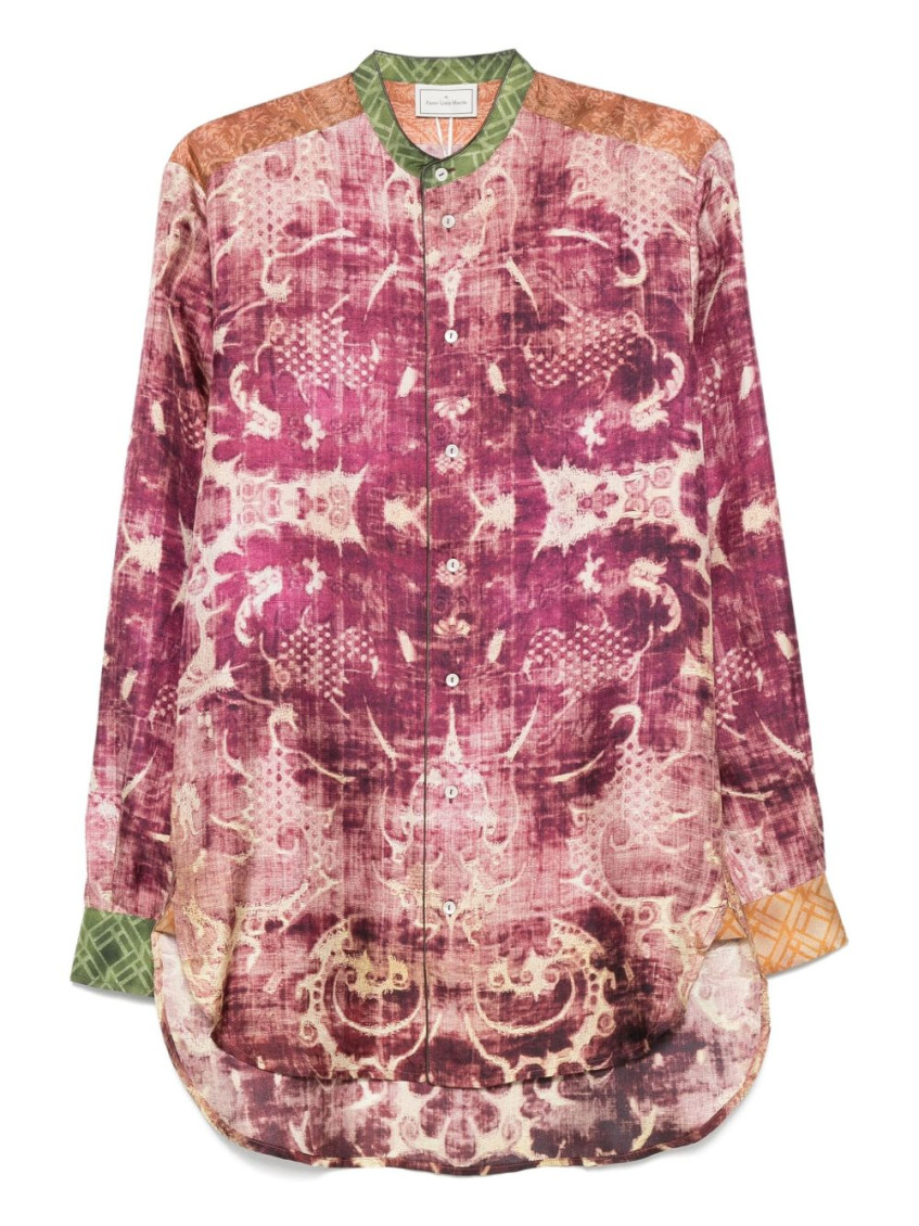 Pierre-louis Mascia Pierre Louis Mascia Printed Silk Shirt In Pink