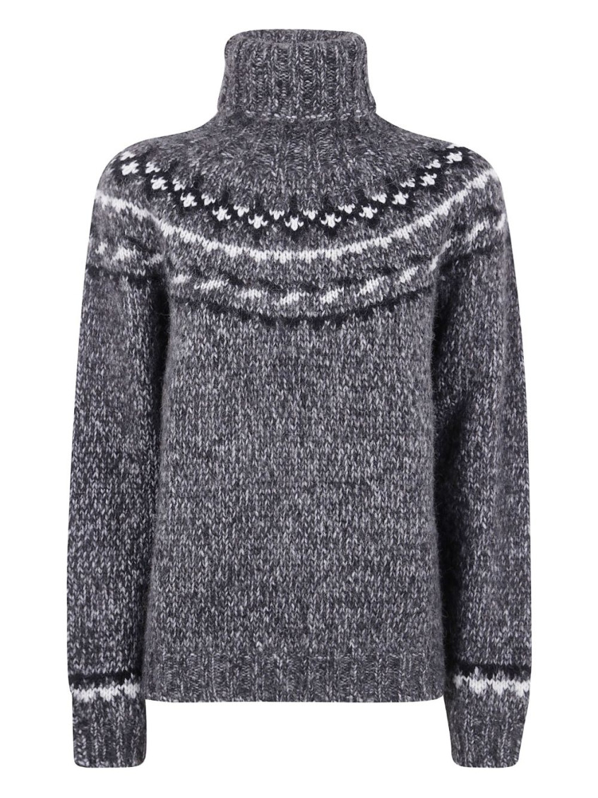 P.a.r.o.s.h Turtleneck Knitwear Featuring Fair-isle Design In Gray