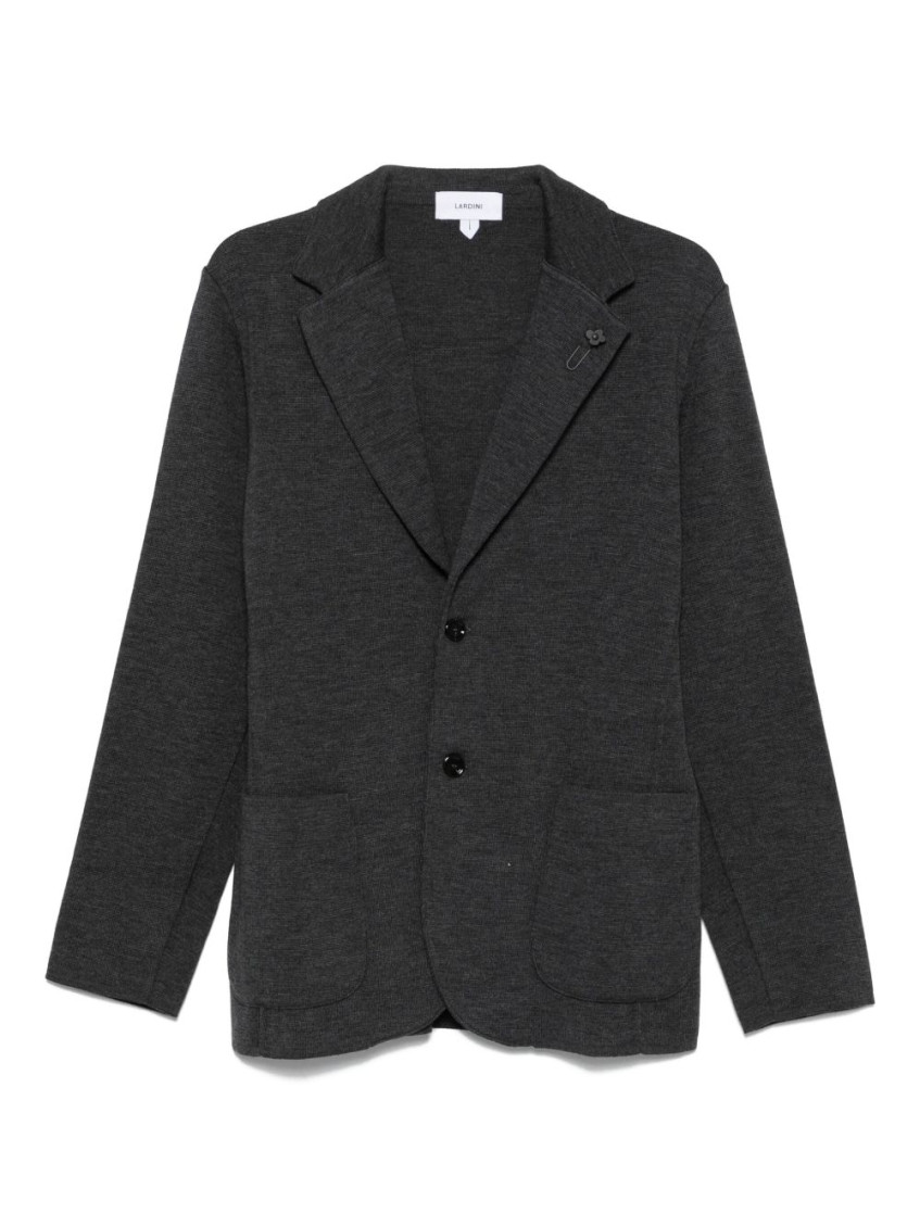 Lardini Single-breasted Knitted Blazer In Black