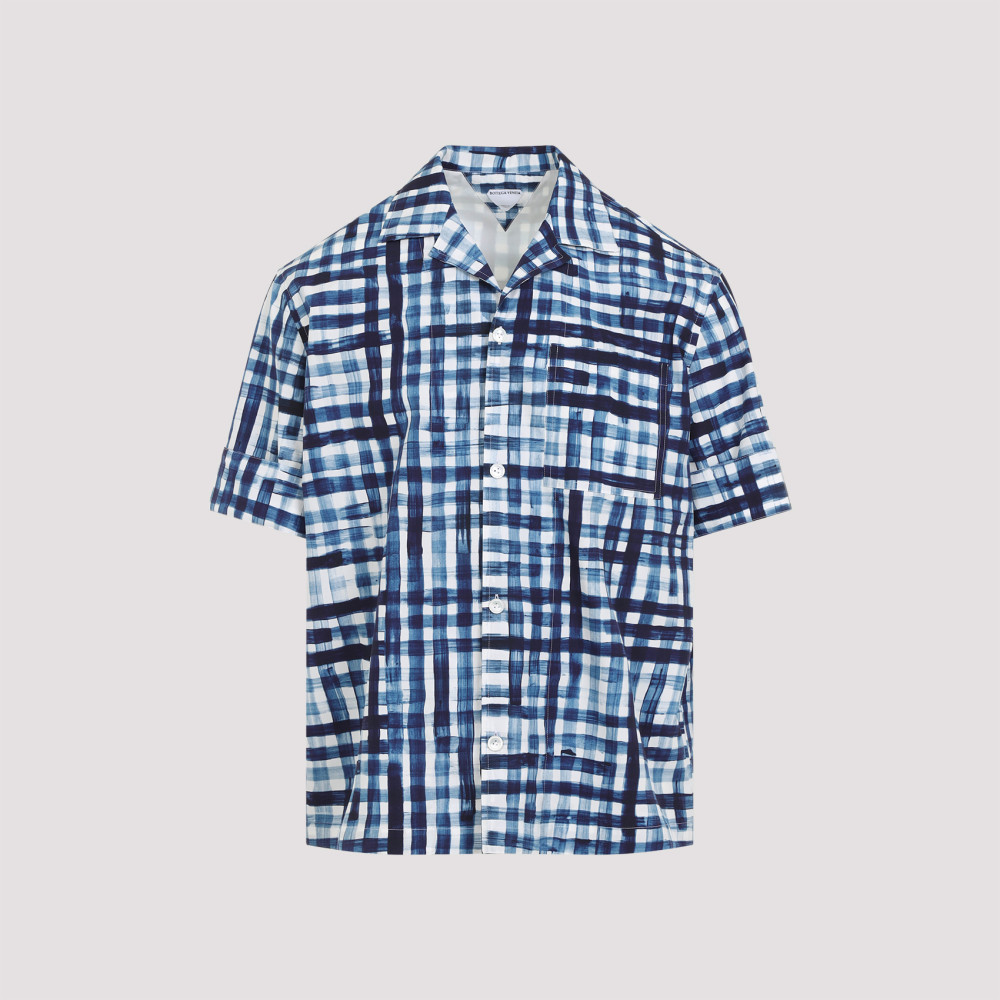 Shop Bottega Veneta Blue Printed Bowling Shirt