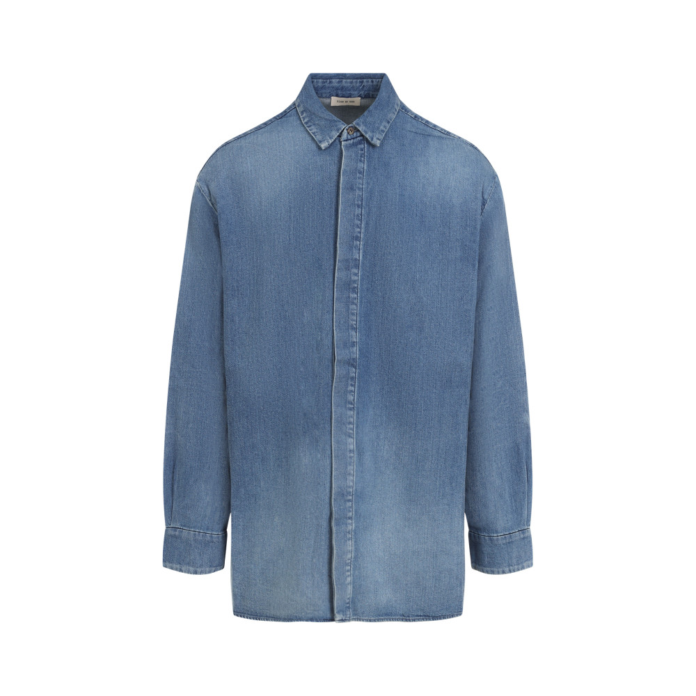Fear Of God Long-sleeved Denim Shirt In Denim