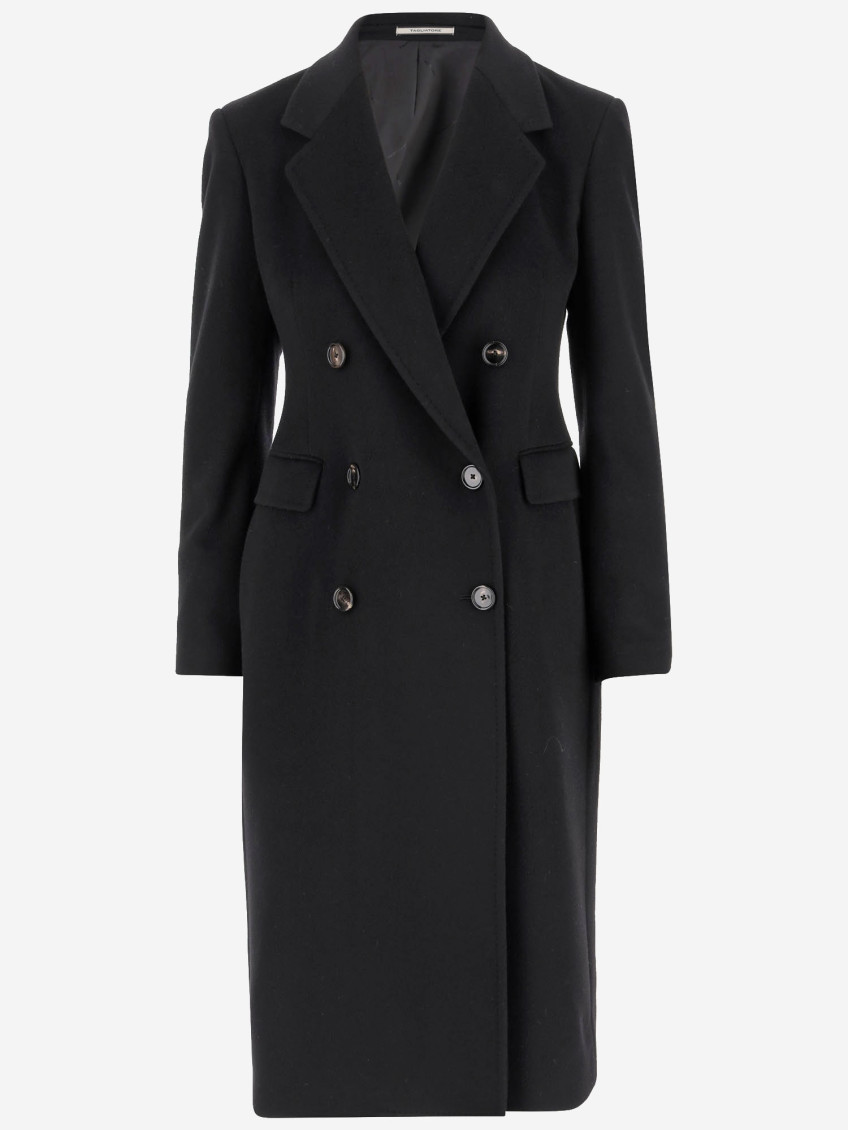 Tagliatore Double-breasted Jacket With Structured Shoulders And Flap Pockets In Black