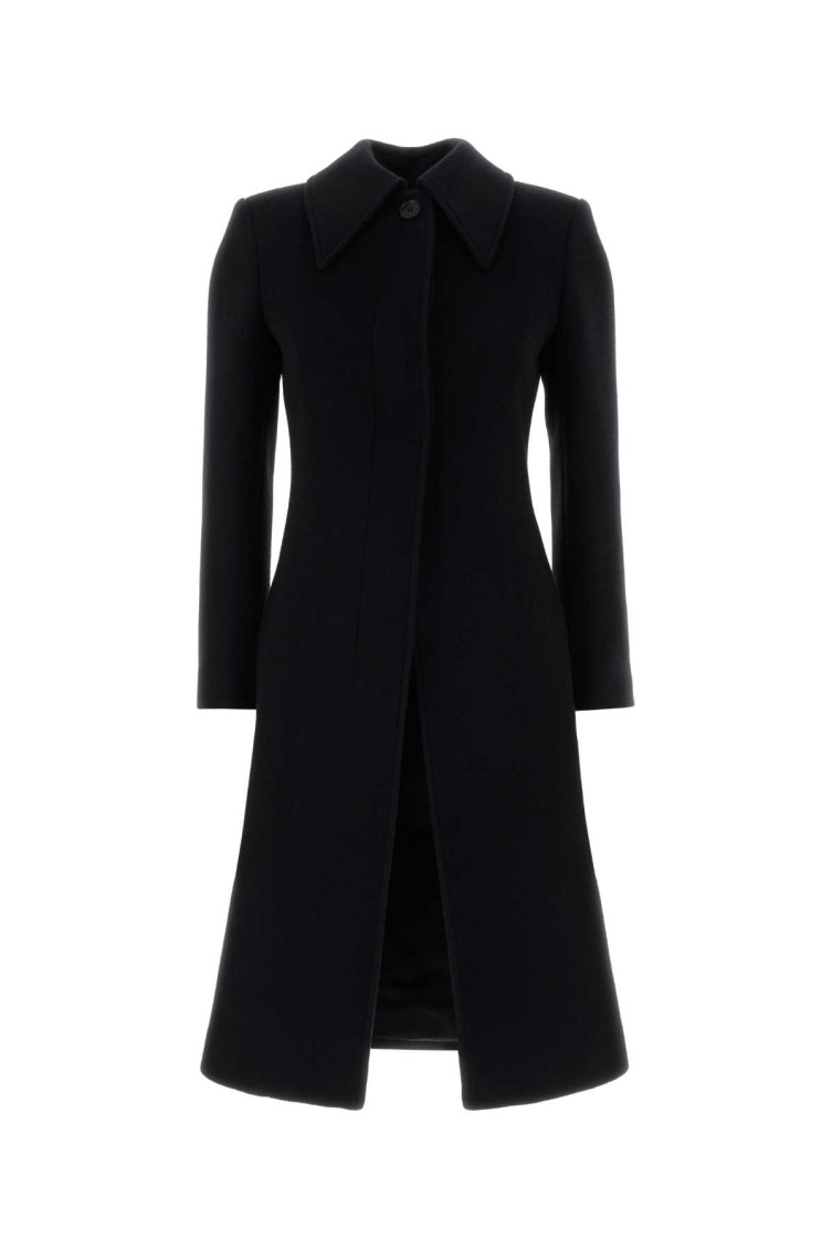 Alexander Mcqueen Black Wool And Cashmere Coat In Black
