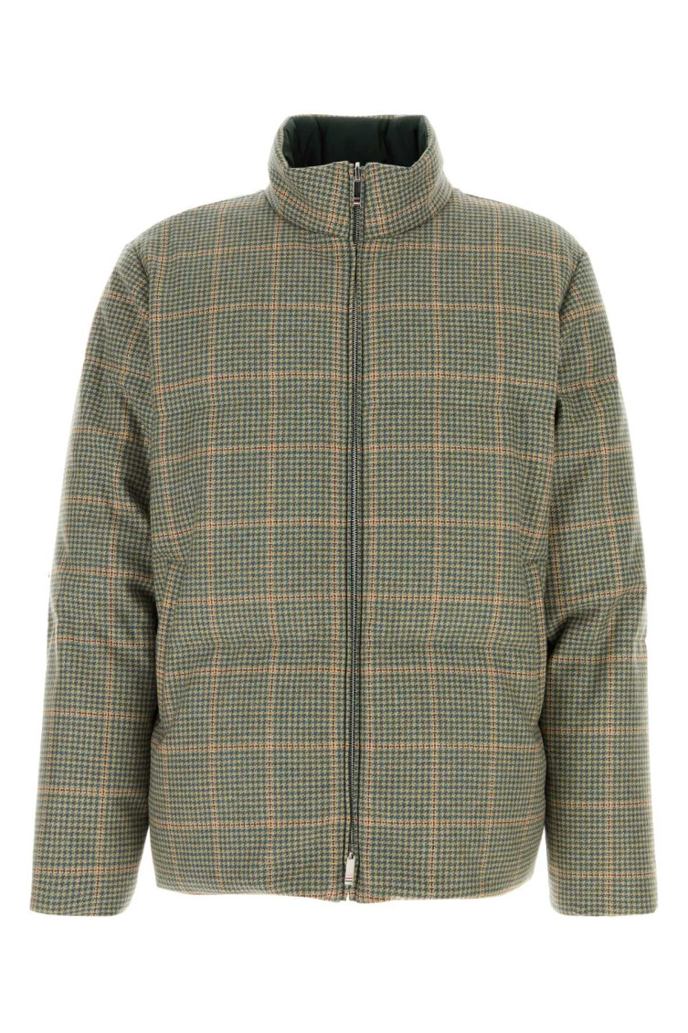 Thom Browne Reversible Down Jacket Featuring Checkered Pattern In Green