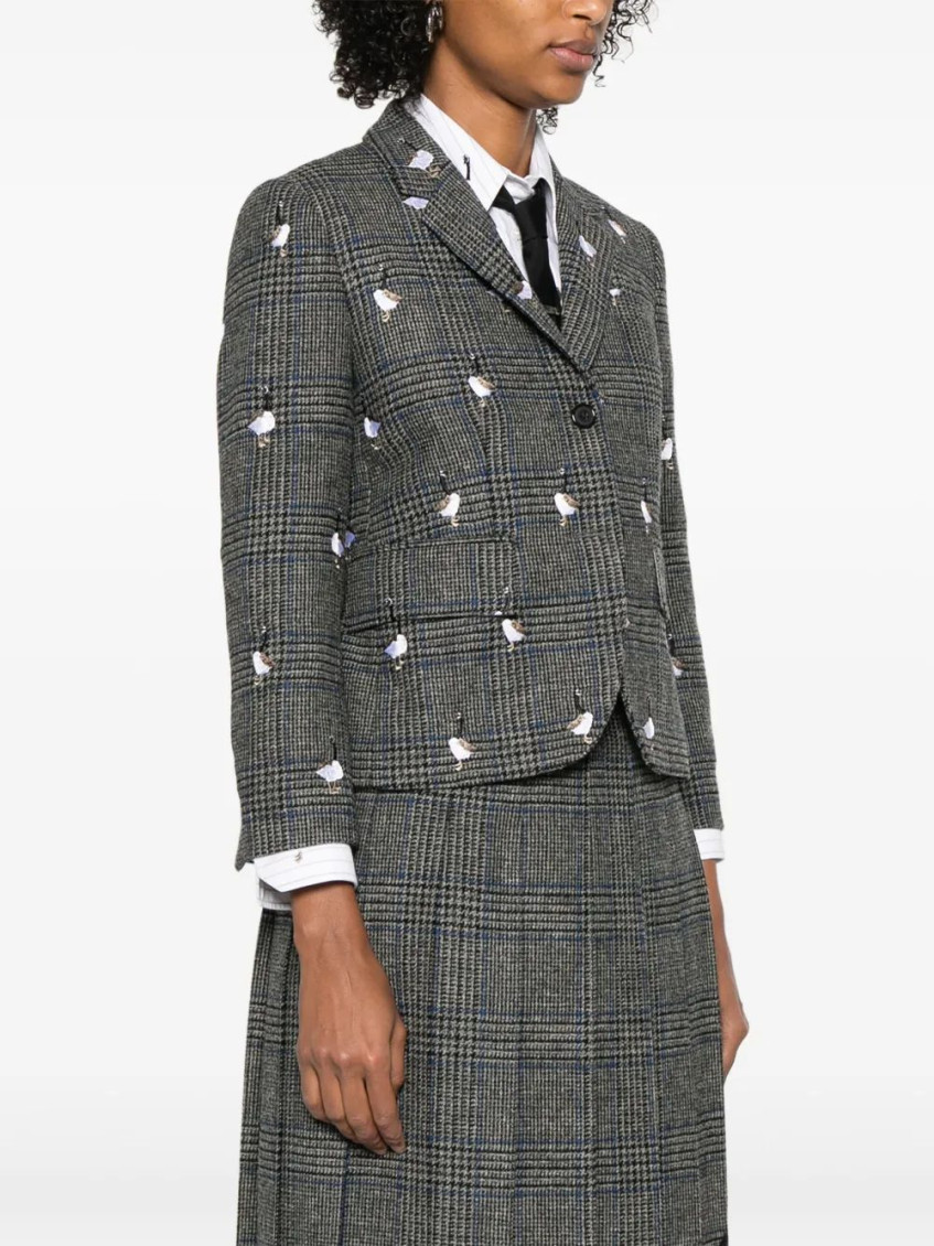 Thom Browne Grey Front Button Blazer In Gray