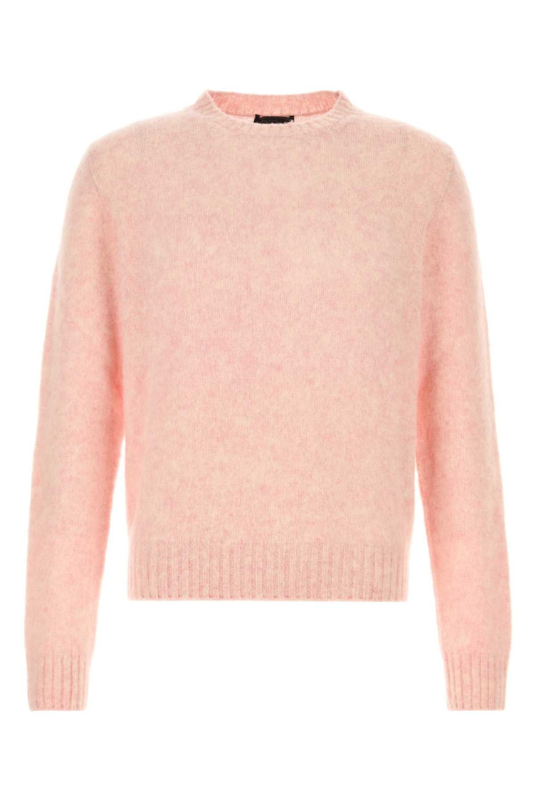 Prada Wool Stretch Pant Cuffed Hem In Light Pink