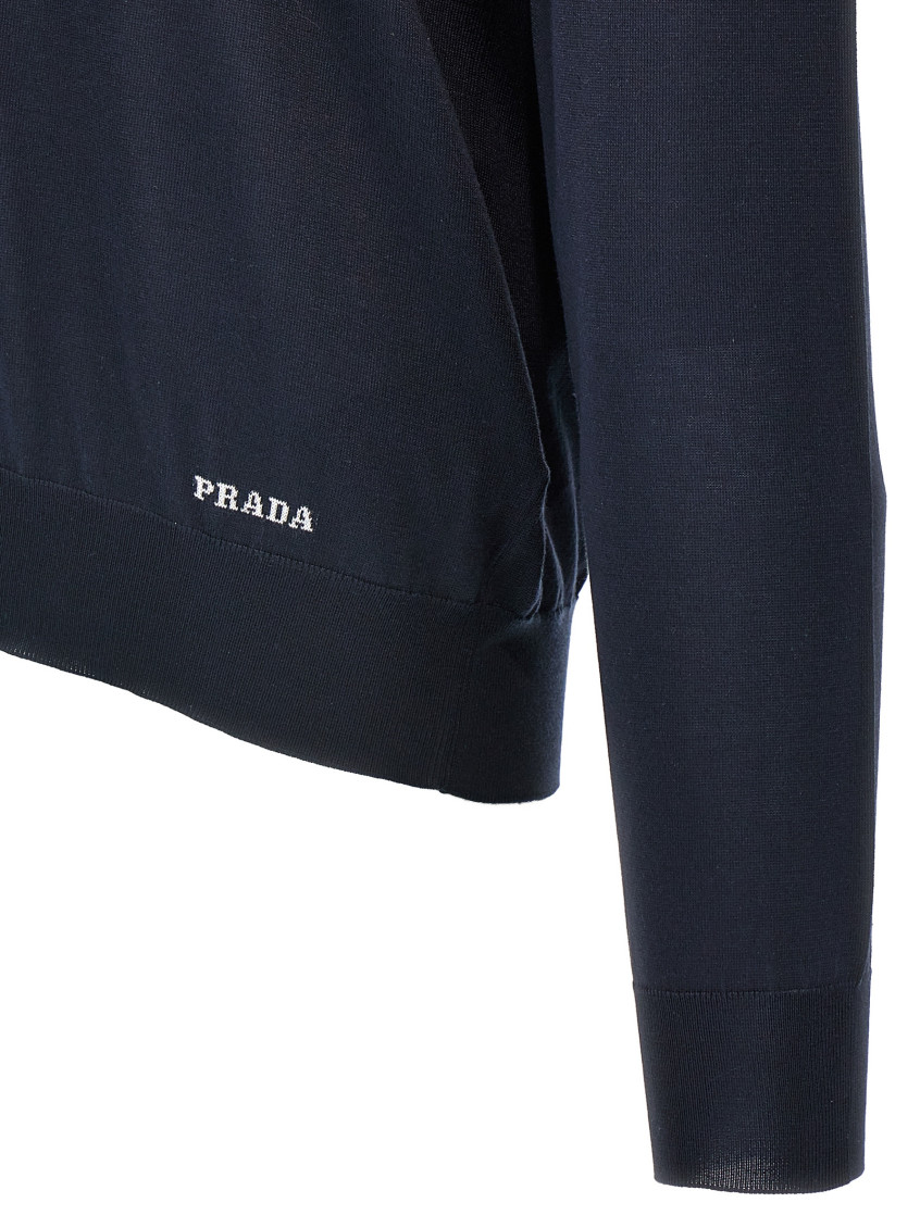 【送料&関税込】Prada Blue Silk Sweater Sky Blue Silk And Cotton Crew-neck Sweater | PRADA