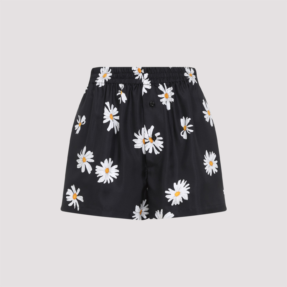 Moschino Black All Over Daisy Print Shorts In Black