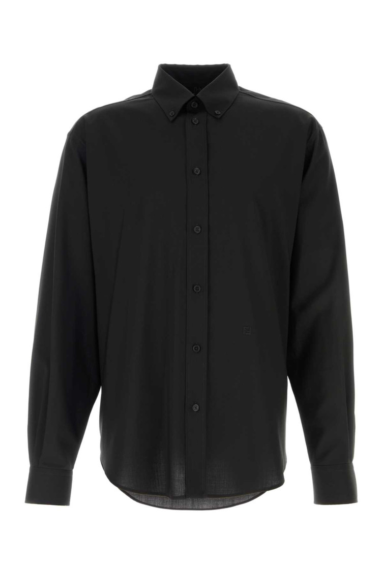 Fendi Wool Shirt Long Sleeves In Black