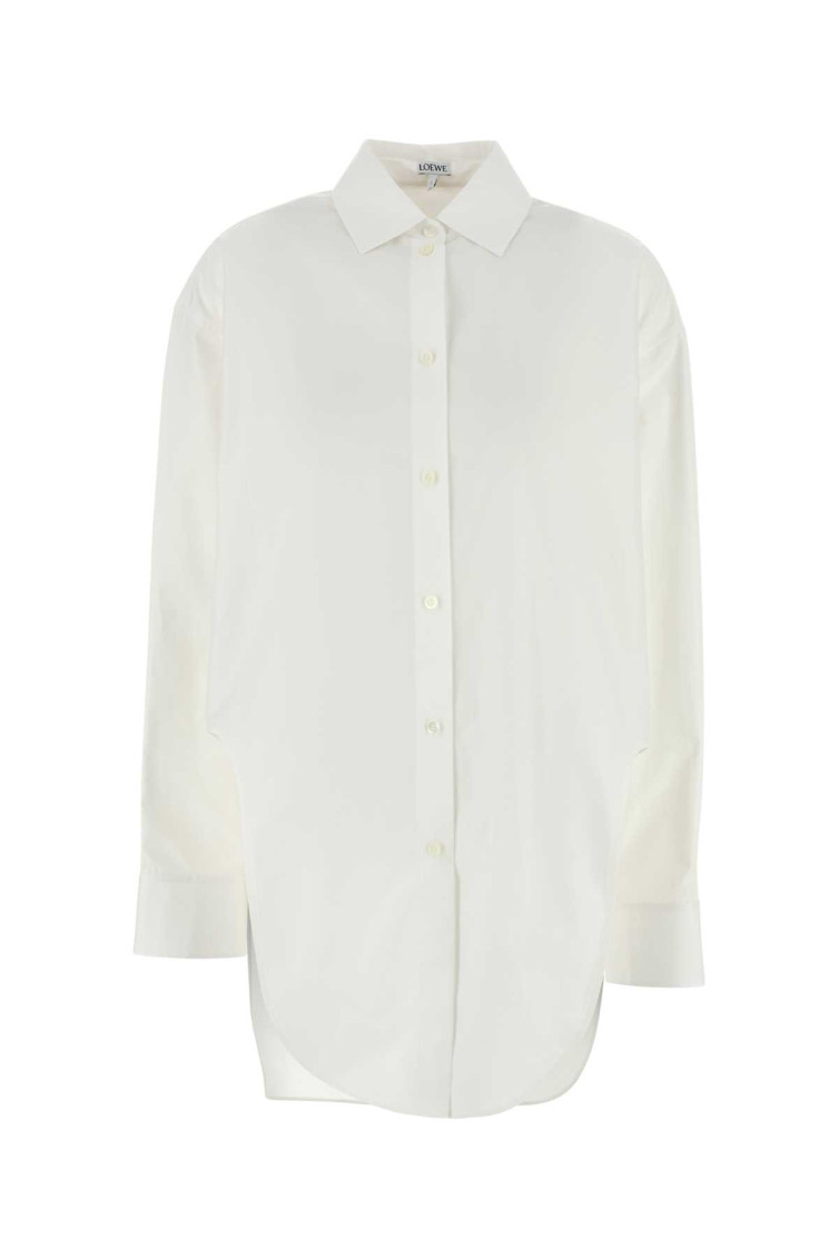 Loewe White Poplin Oversize Shirt In White