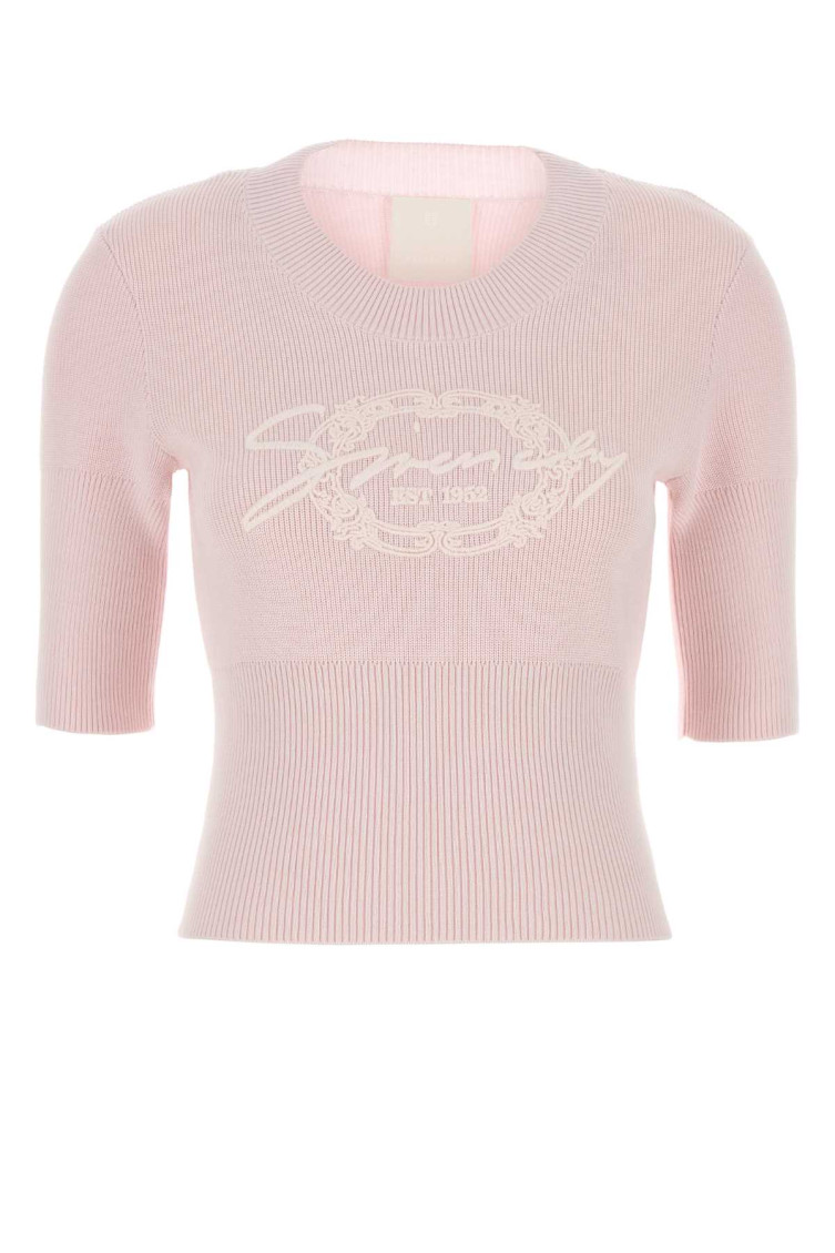 Givenchy Ribbed Crewneck Knitwear Half-length Sleeves In Pink