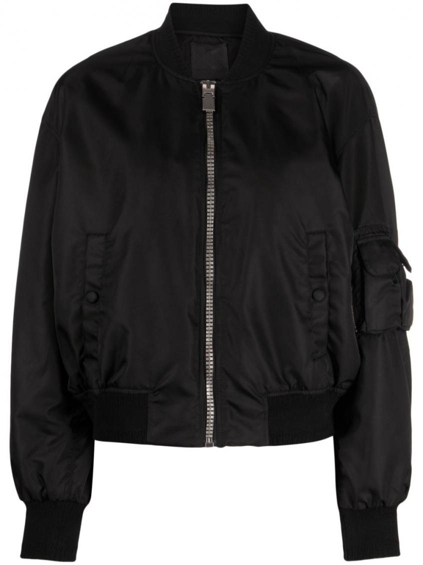 Givenchy Black Logo Nylon Bomber Jacket In Black