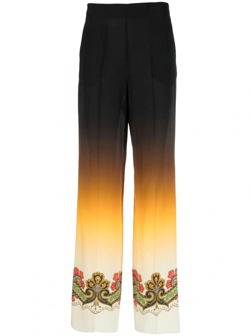 Etro Graphic-print Straight-leg Trousers In Black