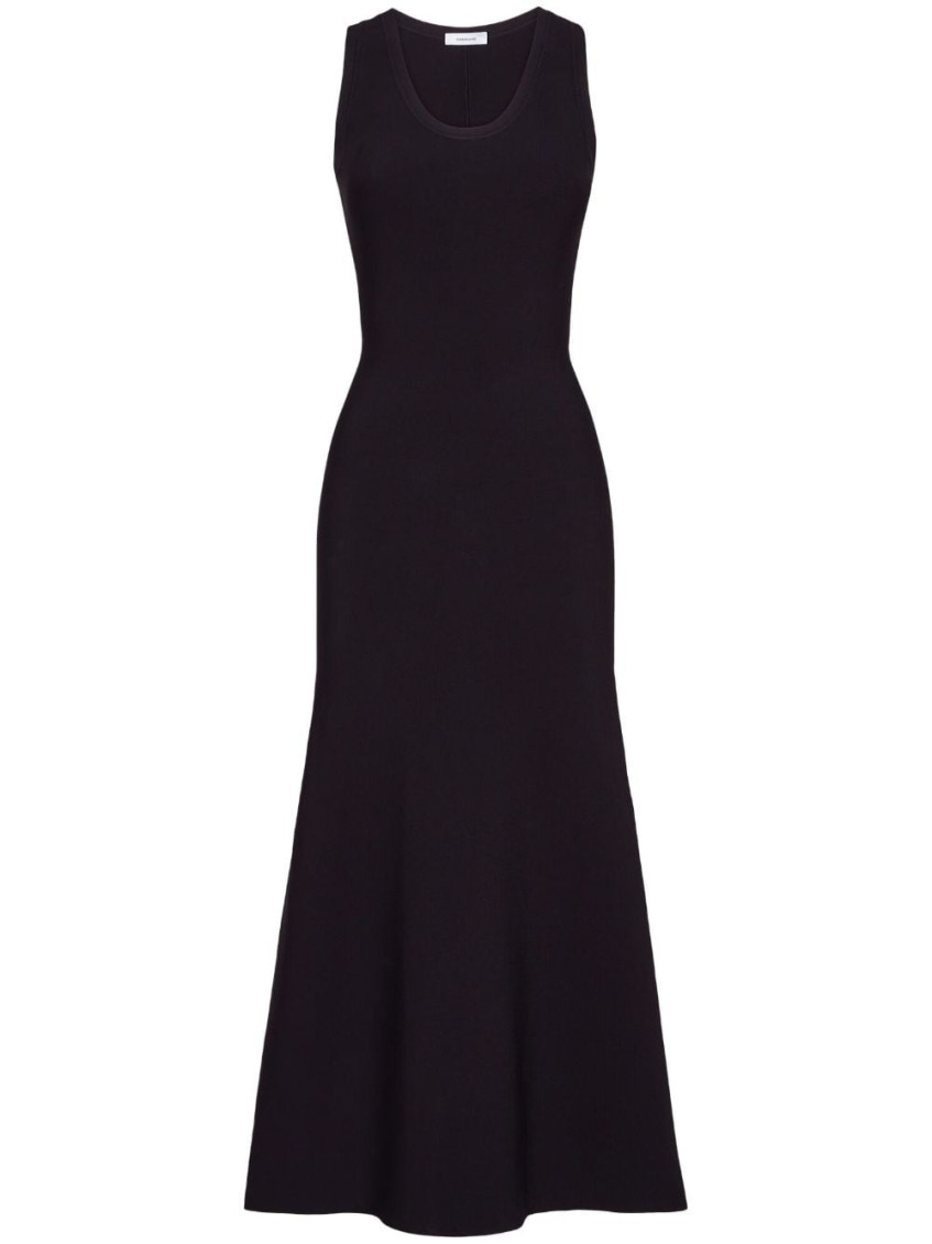 Shop Ferragamo Black Black Flared Midi Dress