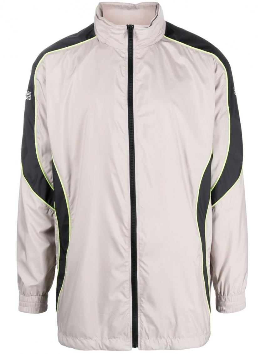 Givenchy Logo Zip-up Jacket With High Neck And Pockets In Light Grey